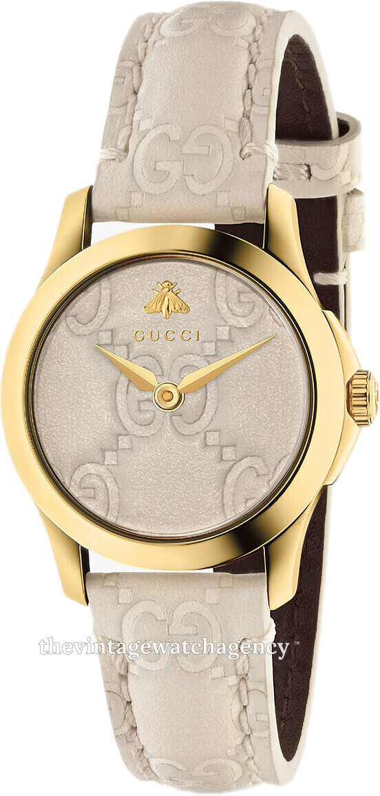 YA126580 Gucci G Timeless White Leather O27.00 mm Price 980